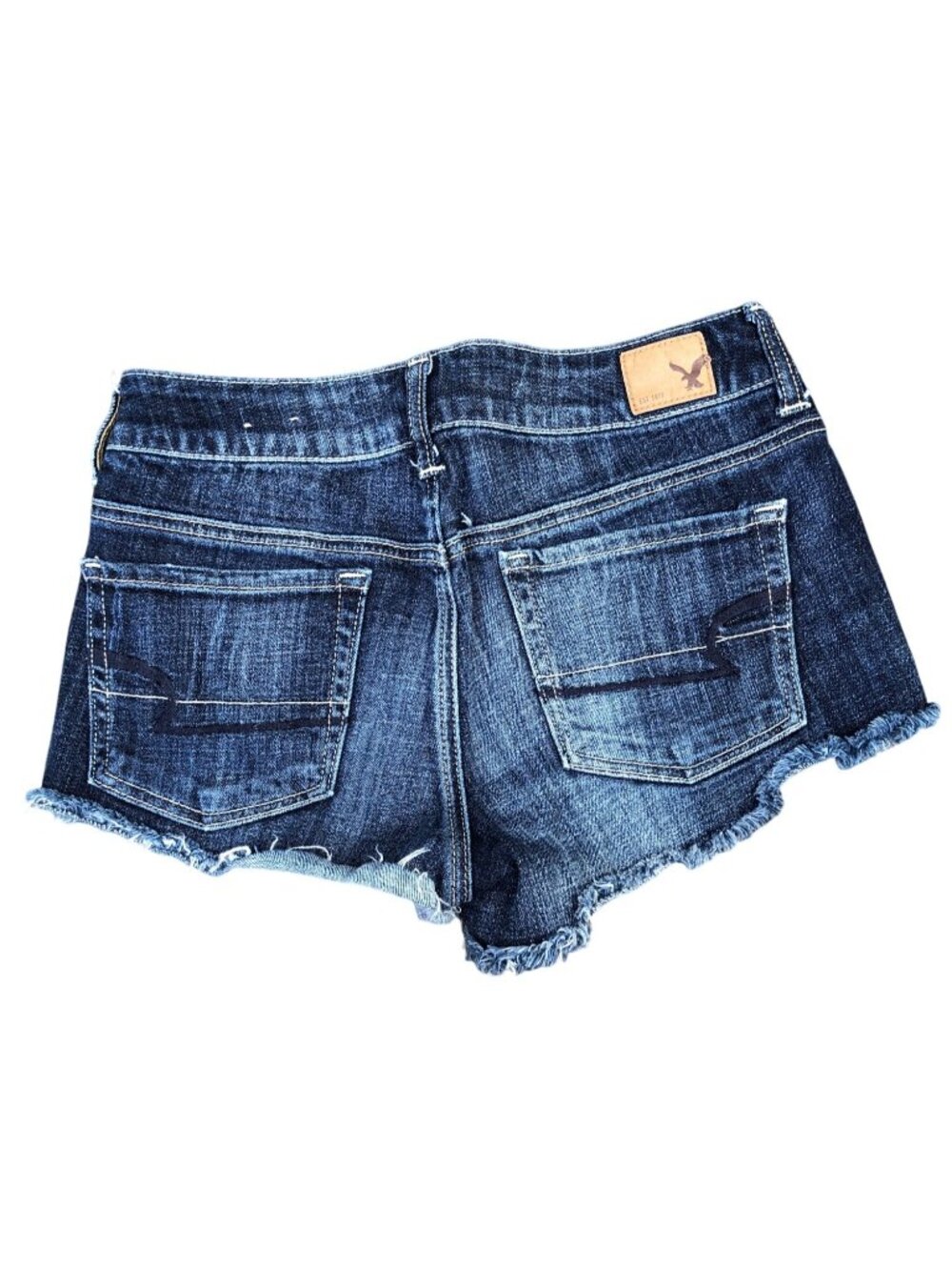 American Eagle Y2K Jean Shorts Womens 4 Stretch Denim Frayed Dark Wash Cutoffs